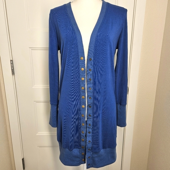 Women's Classic SnapButton Front V-Neck Long Sleeve Knit Sweater Cardigan Size M - Picture 1 of 7